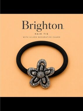 Brighton Hair Tie with Silver Floral Accent